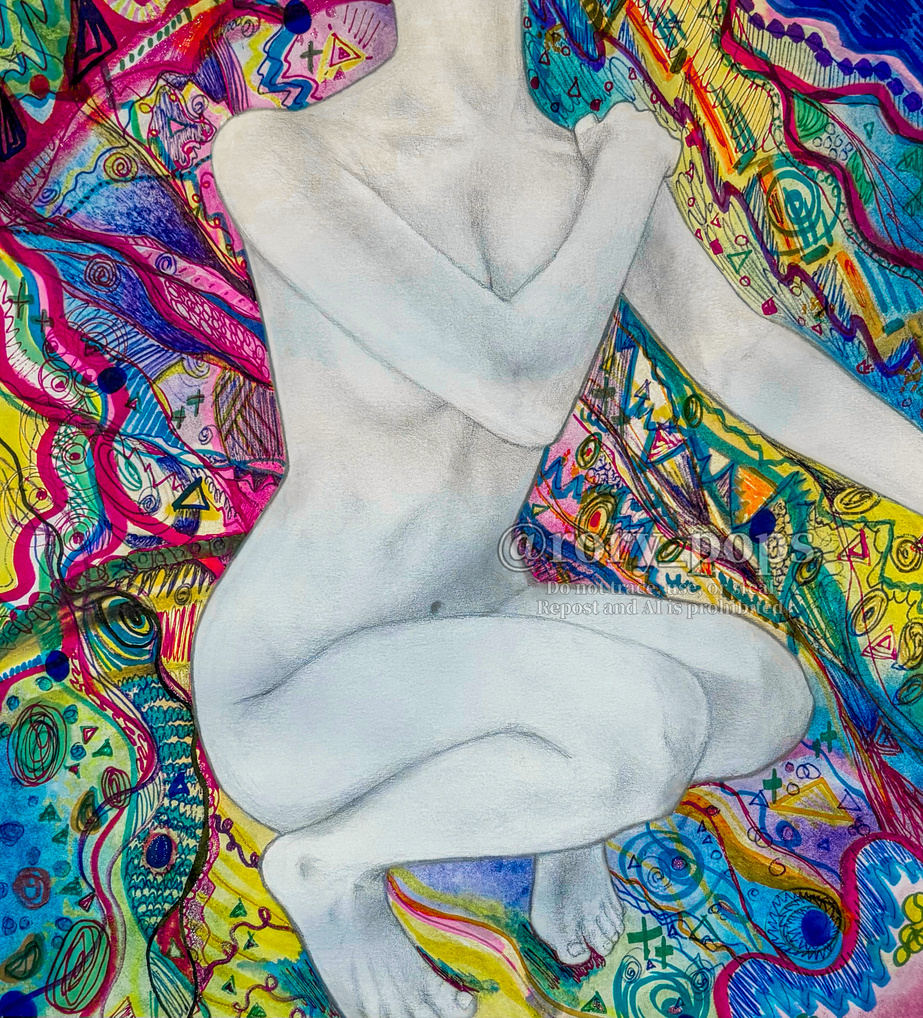Unfazed - Pencil, acrylic, watercolor